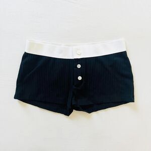 BNWT Brandy Melville/John Galt Black Ribbed Shorts White Waistband
